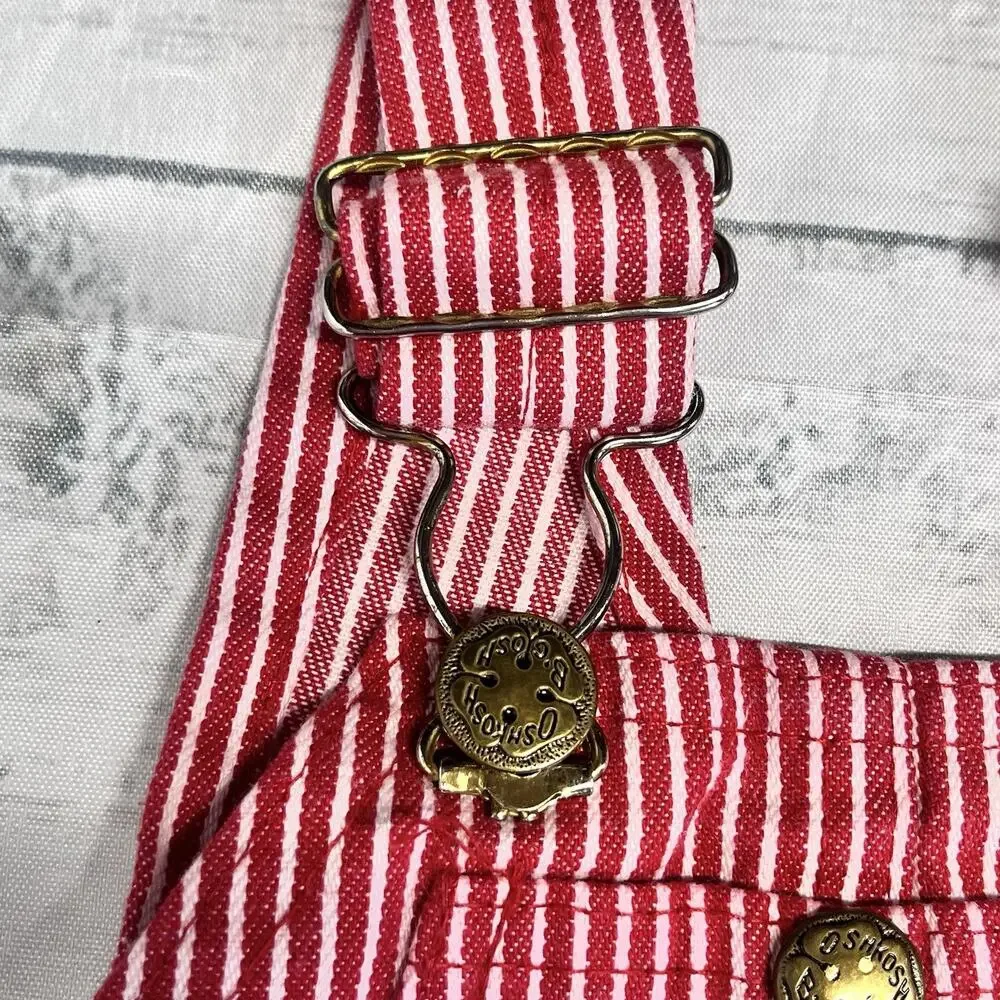 Vintage OshKosh B’gosh Vestbak Shortalls size 2T Made In USA Red Stripes 90's